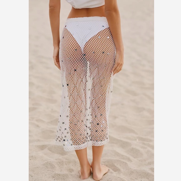 NWT ANTHRO CELANDINE SHEER MESH SEQUIN DRAWSTRING MERMAID MIDI SKIRT - Picture 2 of 3